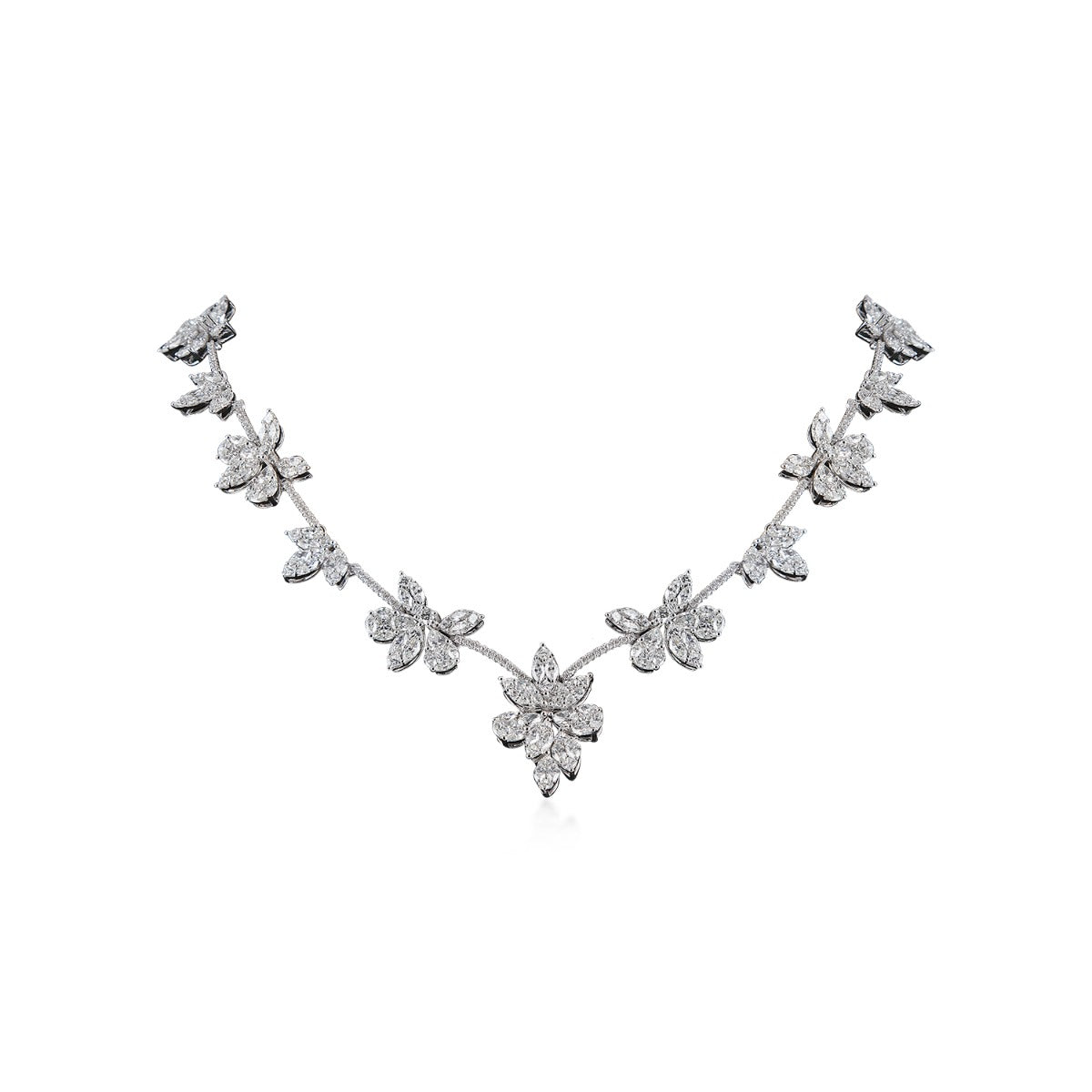 Flower Like Leaf Diamond Necklace