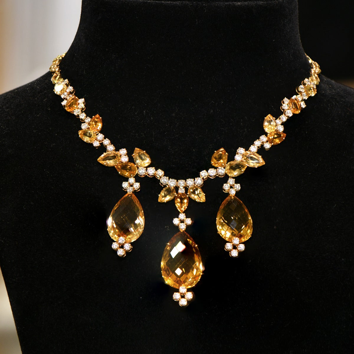Yellow Chandelier Diamond Necklace