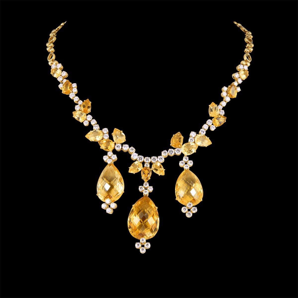 Yellow Chandelier Diamond Necklace