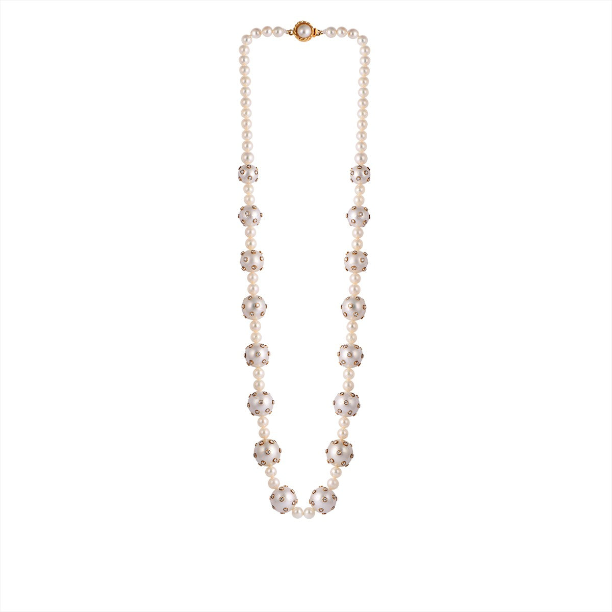 Assemble Pearl Station Diamond Necklace