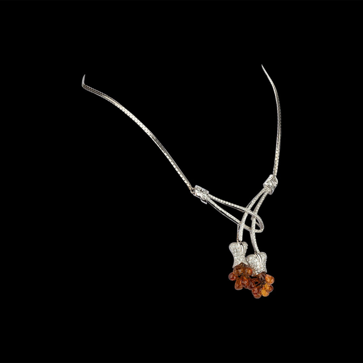 Tulip Briolette Tassel Diamond Necklace