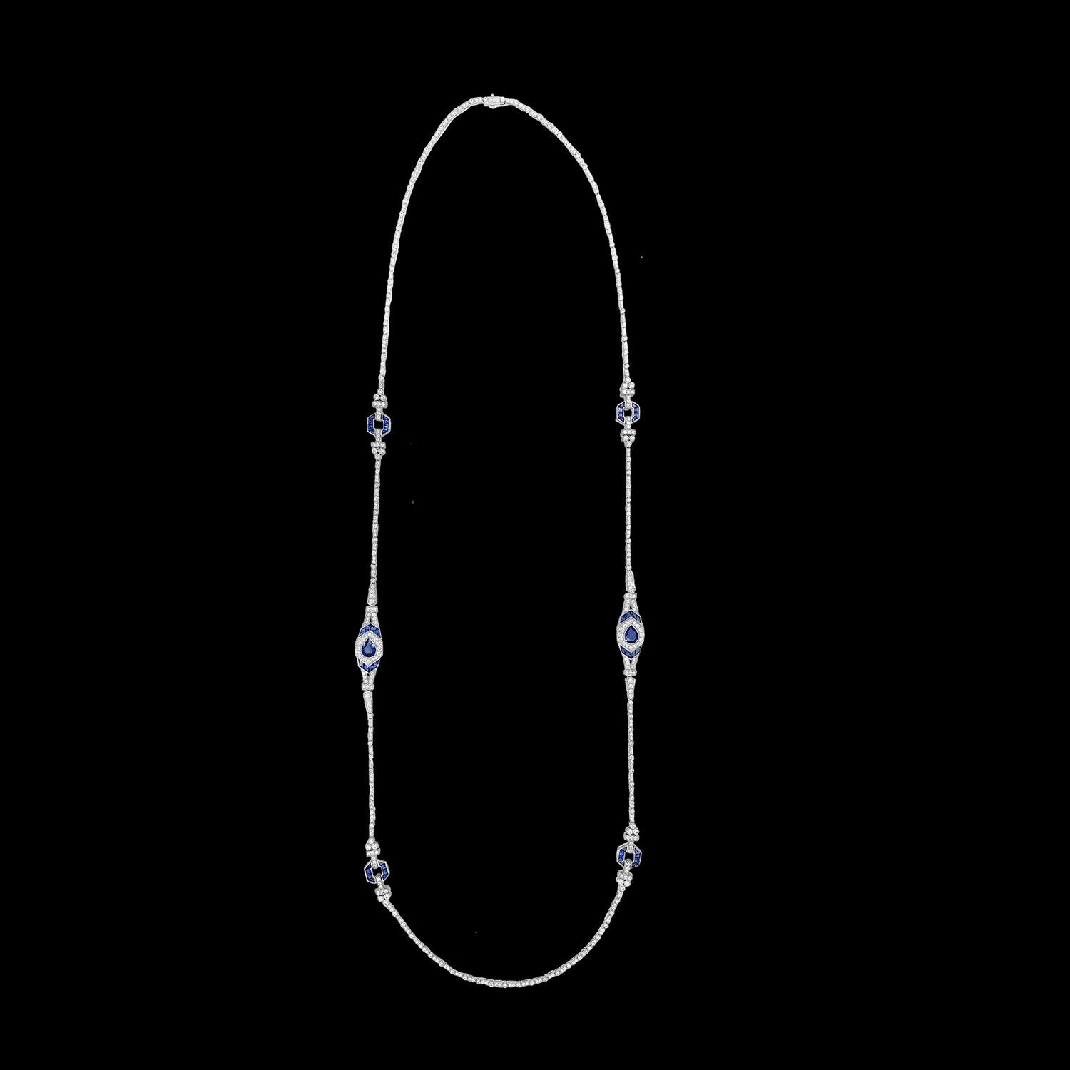 Blue Sapphire Slim Diamond Necklace