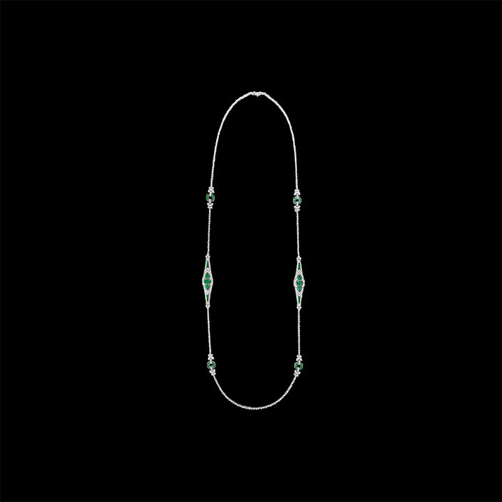 Emerald Dotted Slender Diamond Necklace
