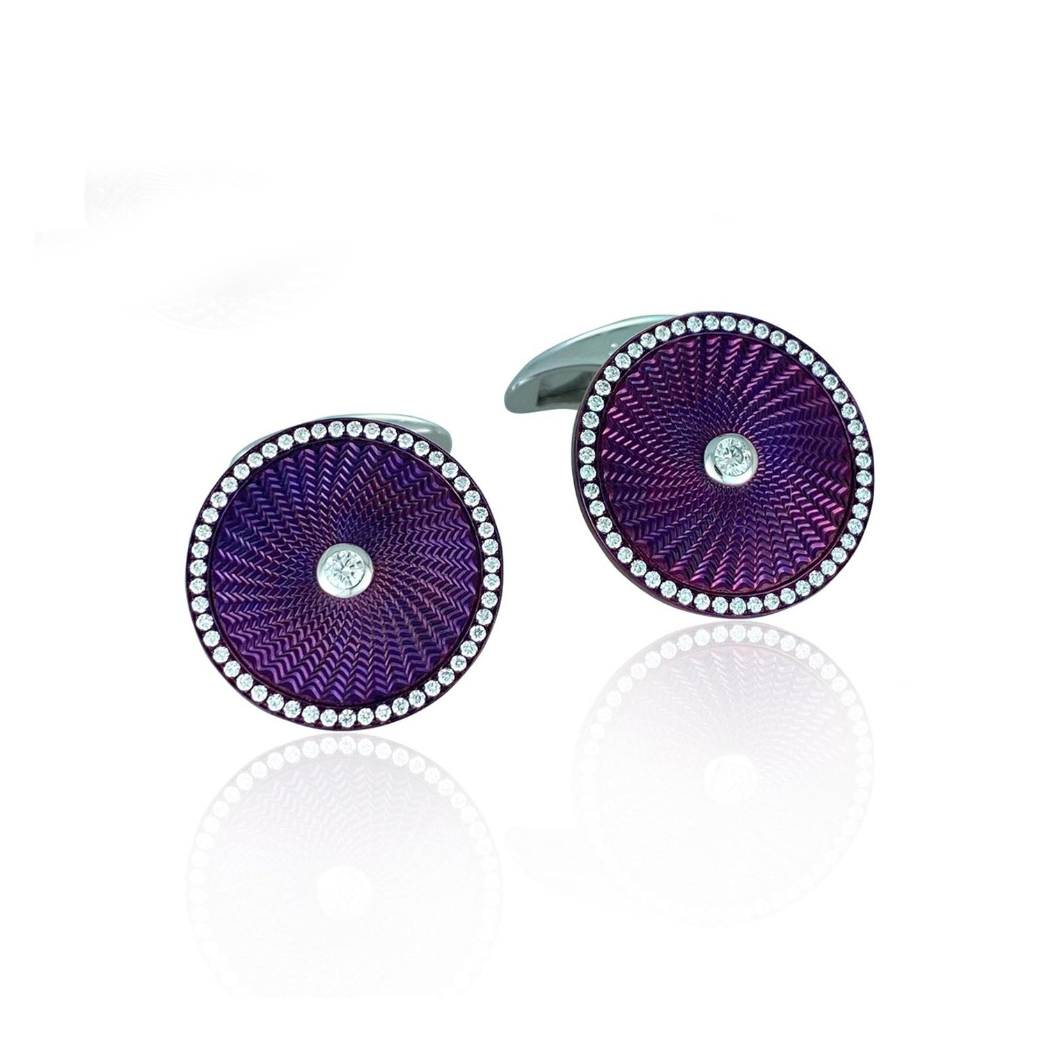 Purple Disc Diamond Cufflinks