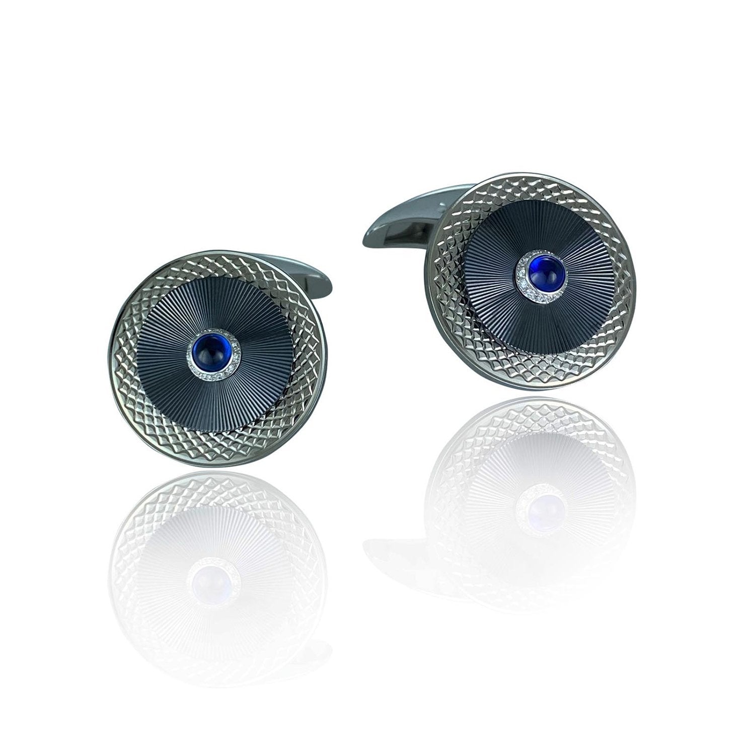 Steel Grey Disc Diamond Cufflinks