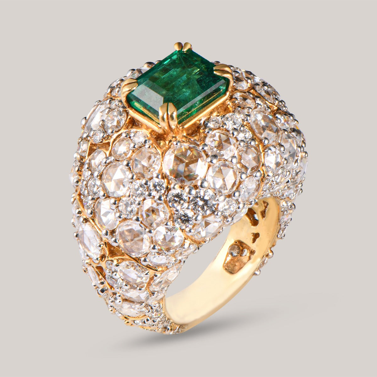 Halo Emerald Diamond Ring