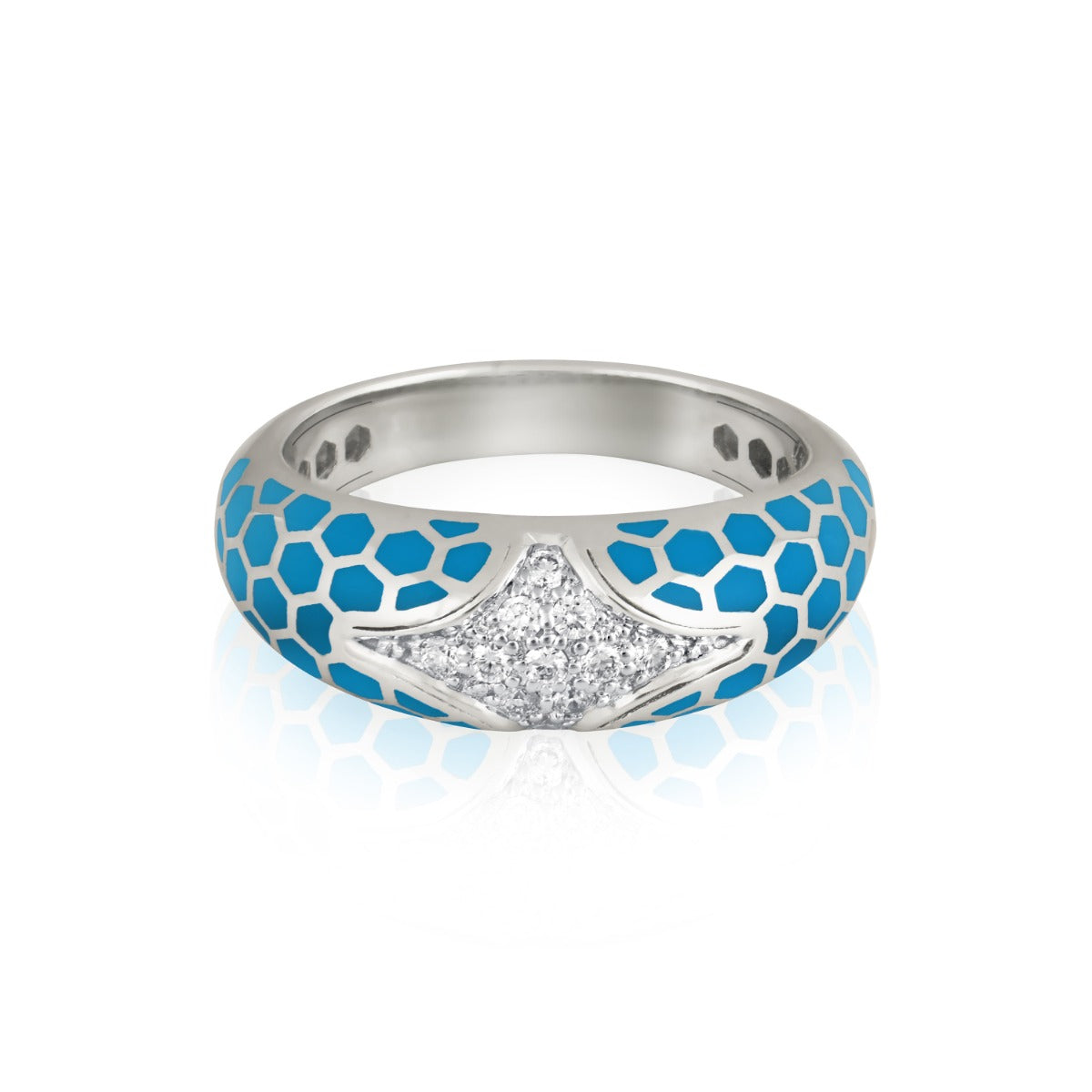 Sea Blue Honeycomb Diamond Ring