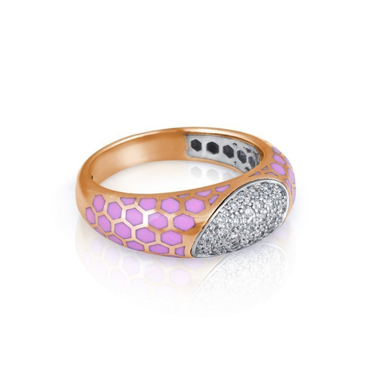 Poppy Pink Honeycomb Diamond Ring
