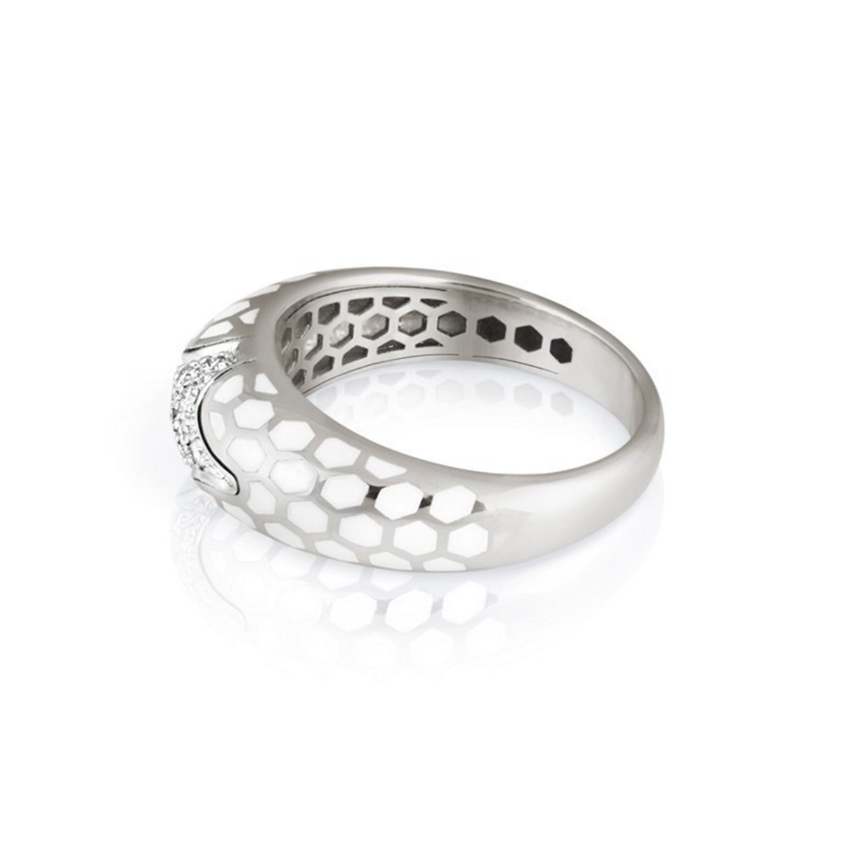 White Honeycomb Diamond Ring
