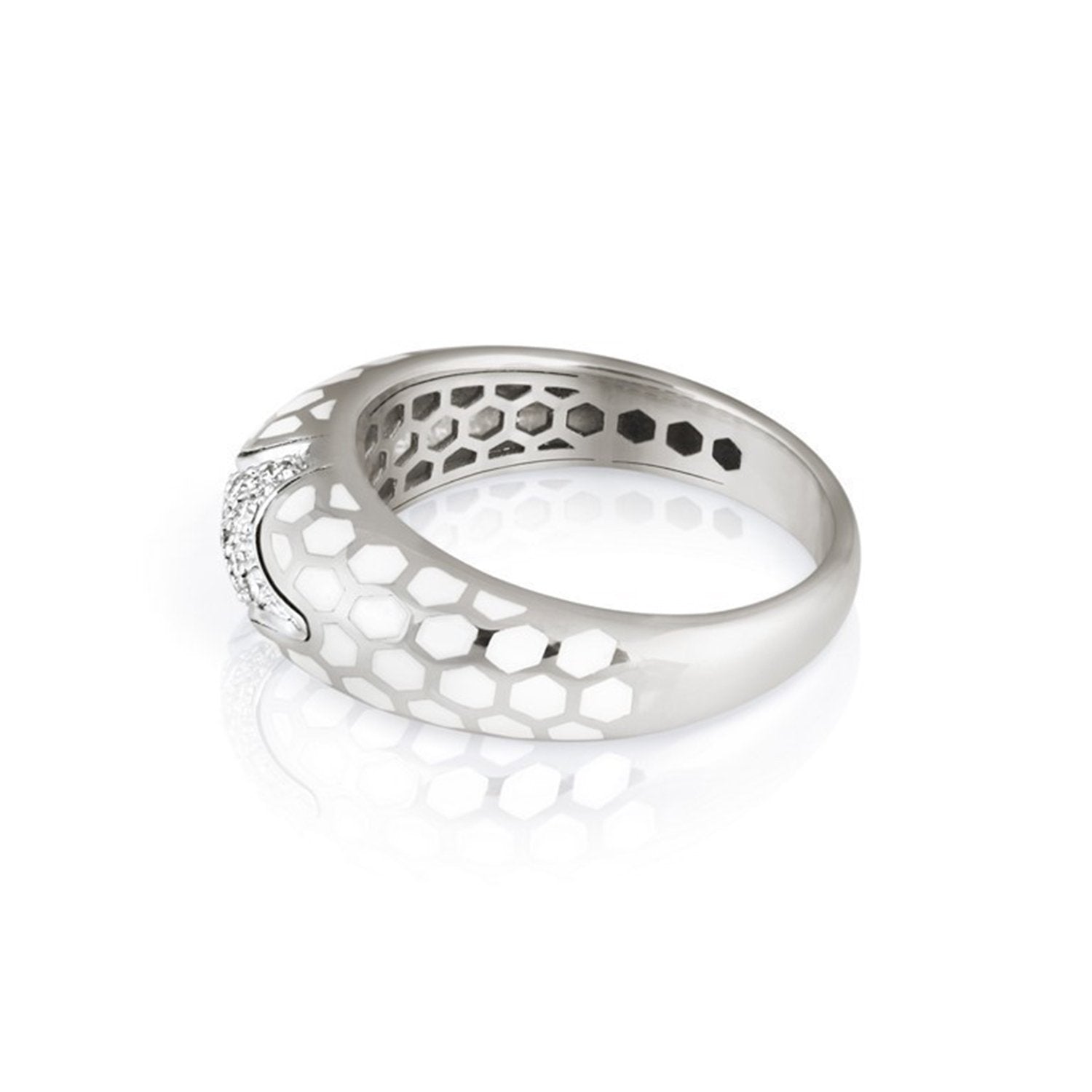 White Honeycomb Diamond Ring