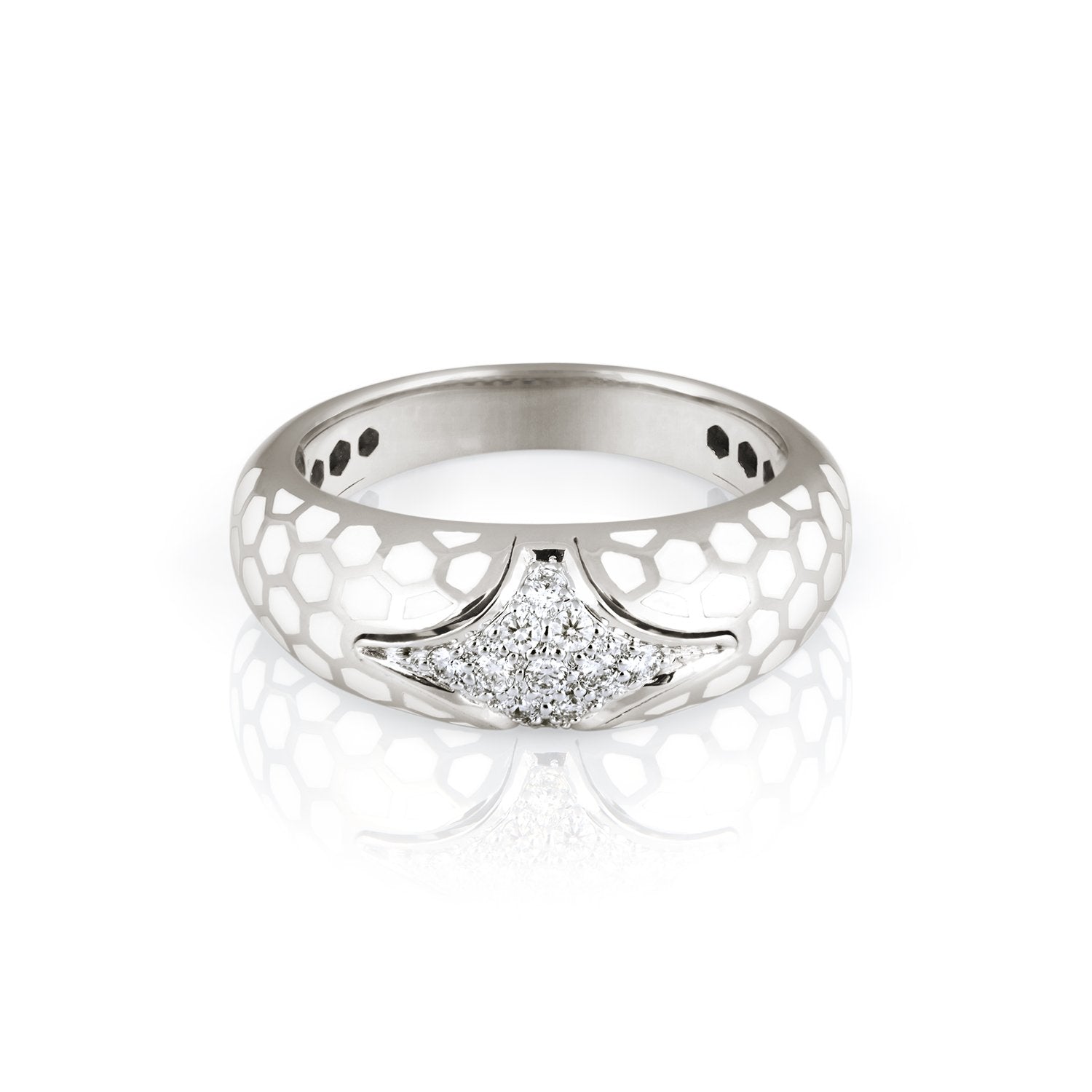 White Honeycomb Diamond Ring