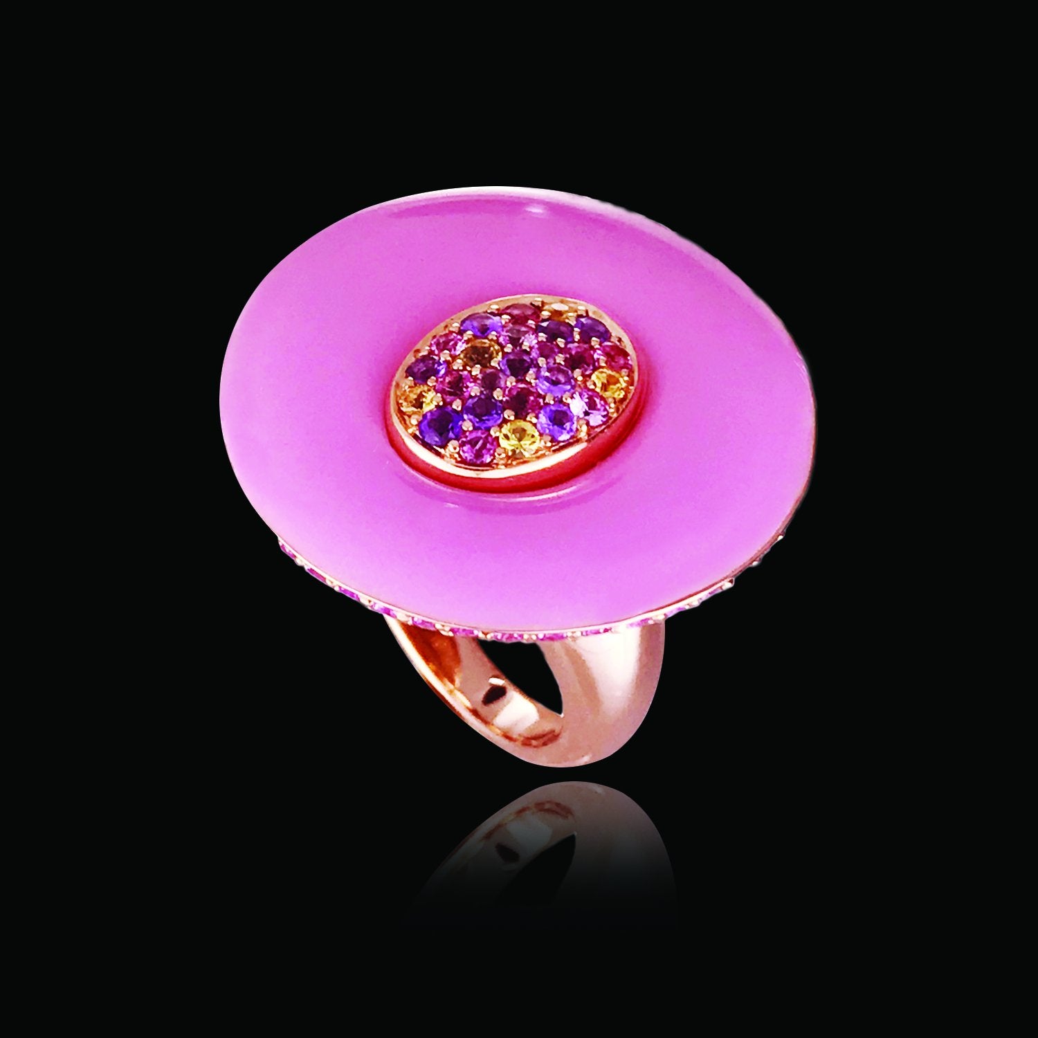 Pink Enamel Diamond Ring