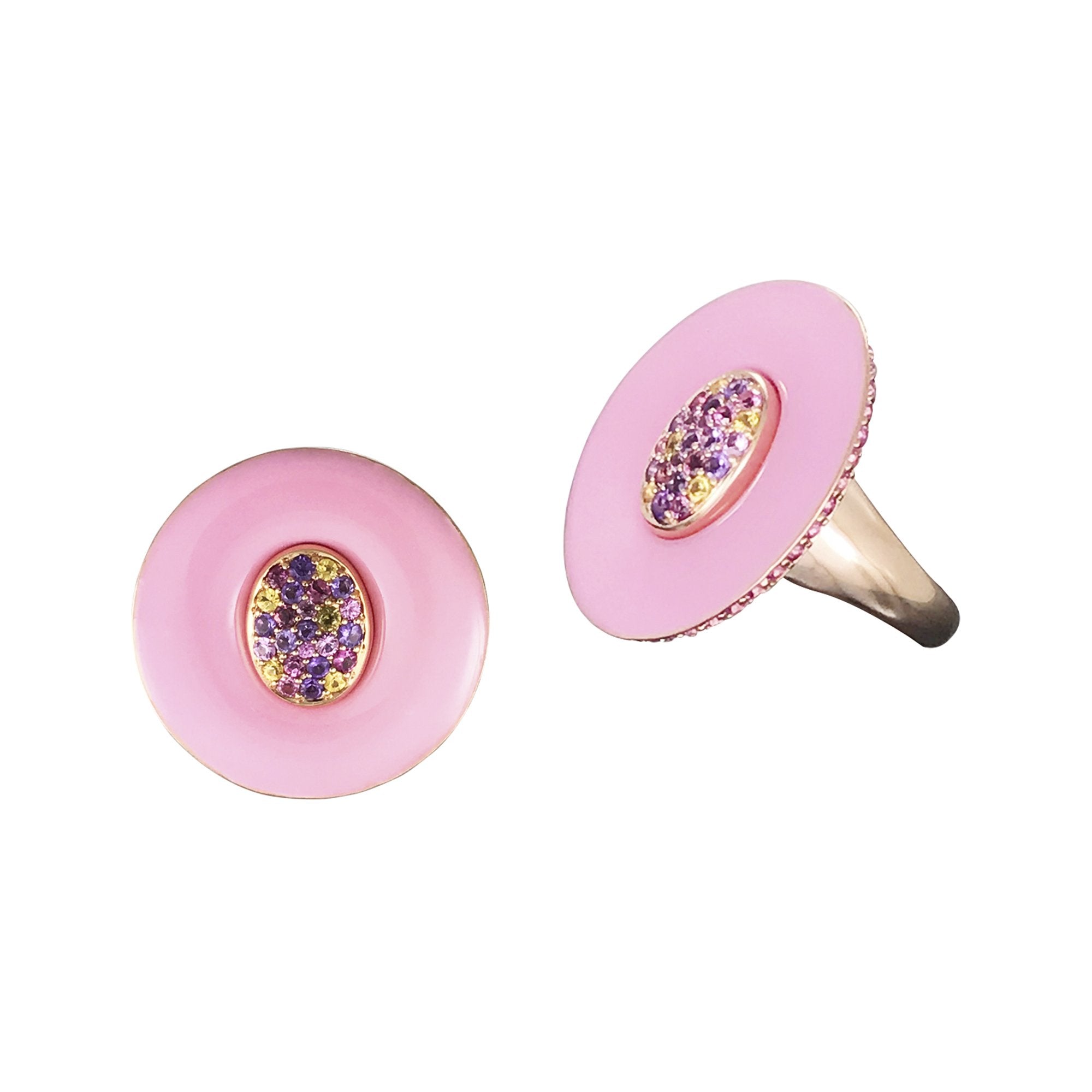 Pink Enamel Diamond Ring