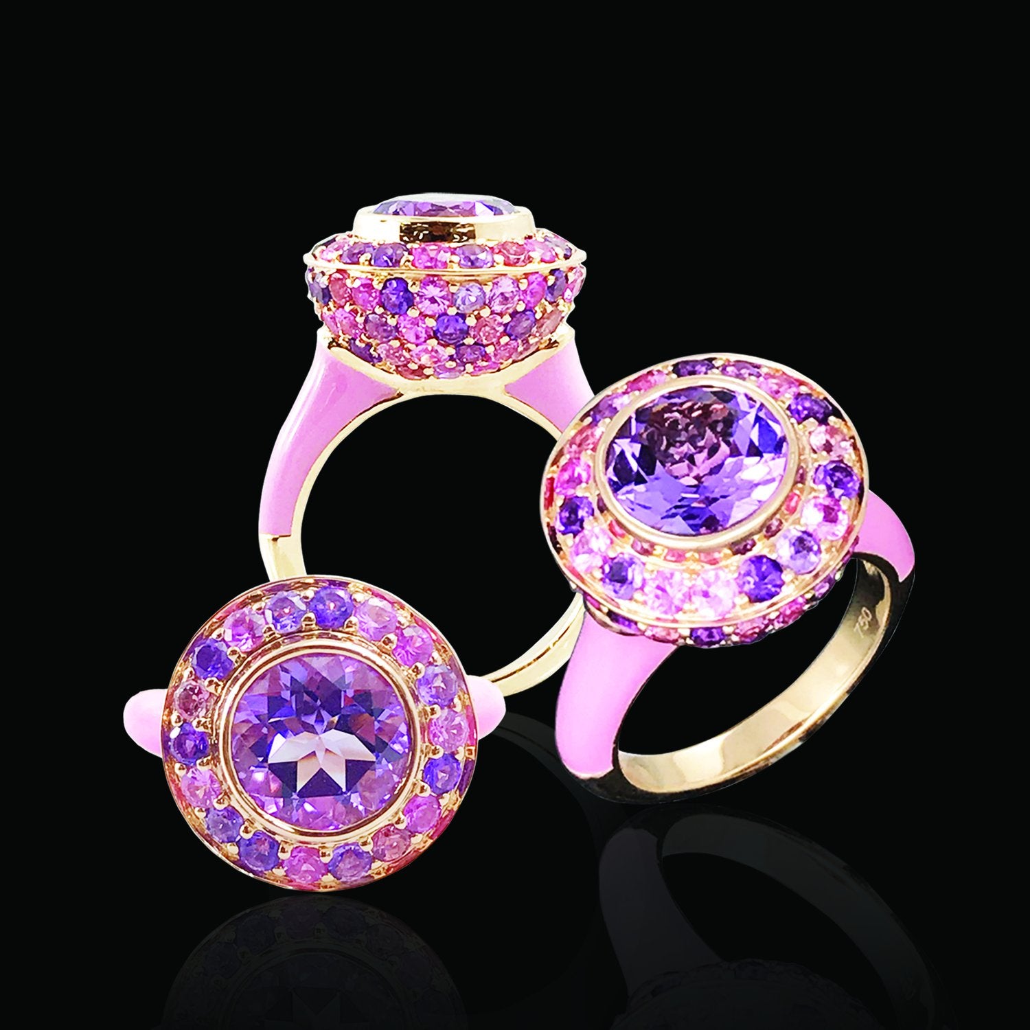 Lavender Studded Ceramic Diamond Ring