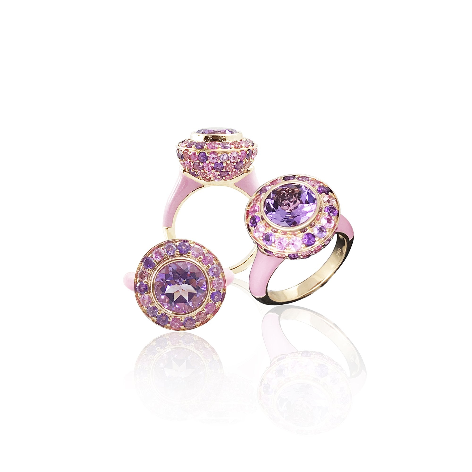 Lavender Studded Ceramic Diamond Ring