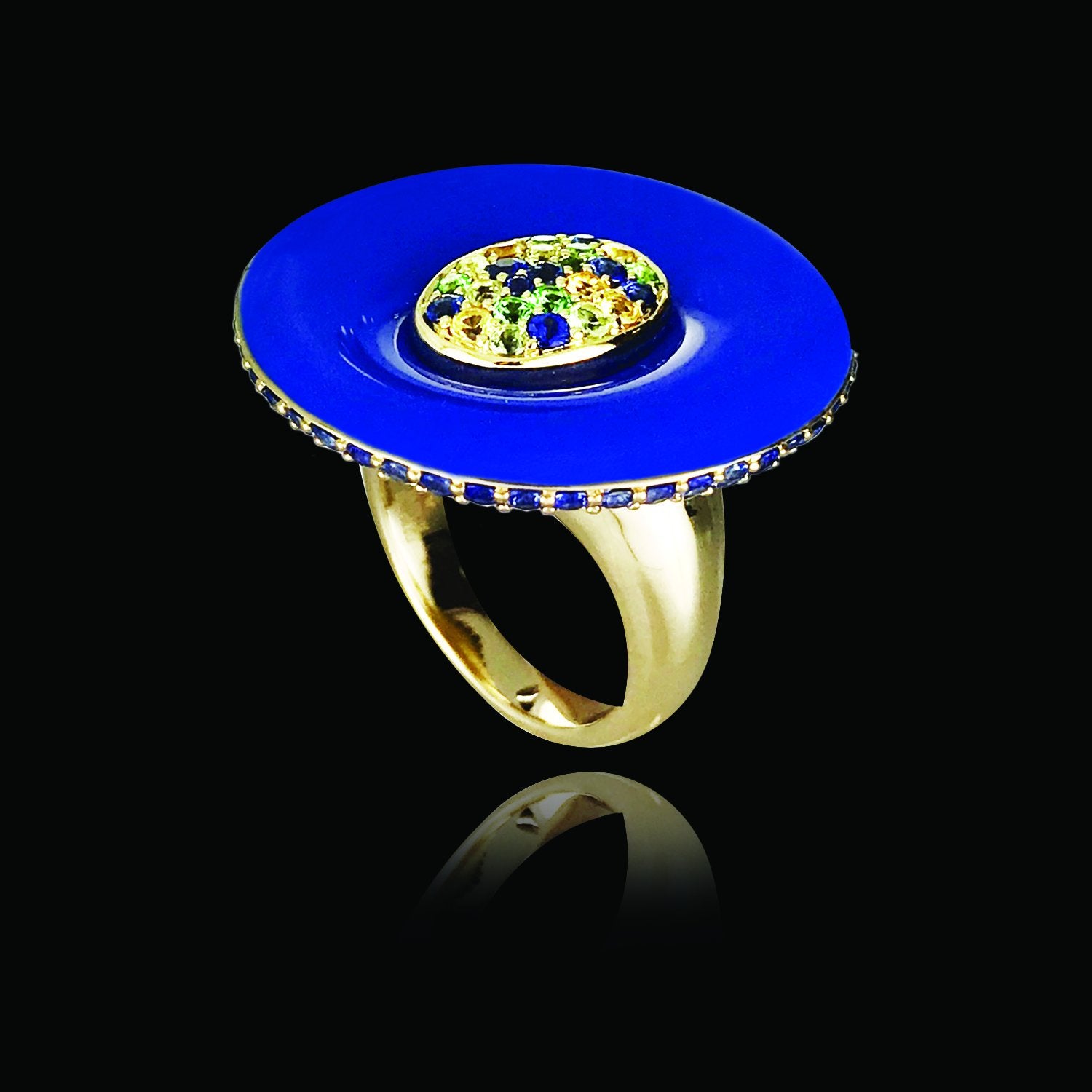 Flat Squished Ceramic Diamond Ring