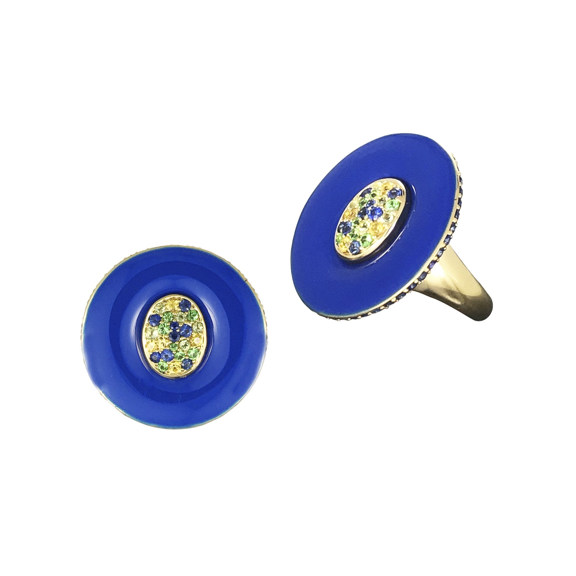 Flat Squished Ceramic Diamond Ring