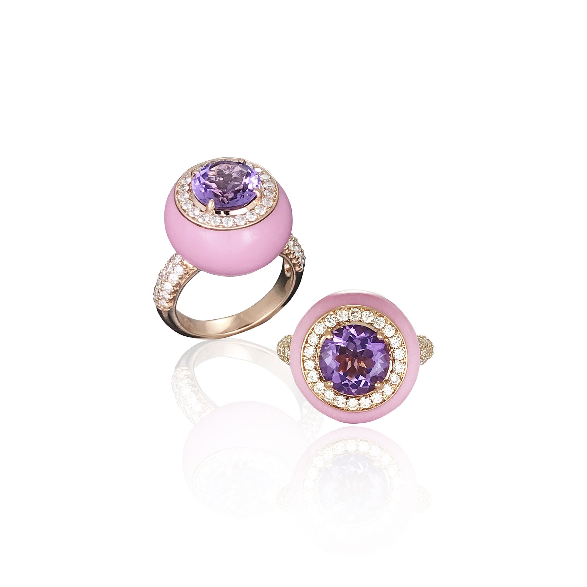 Baby Pink Ceramic Diamond Ring