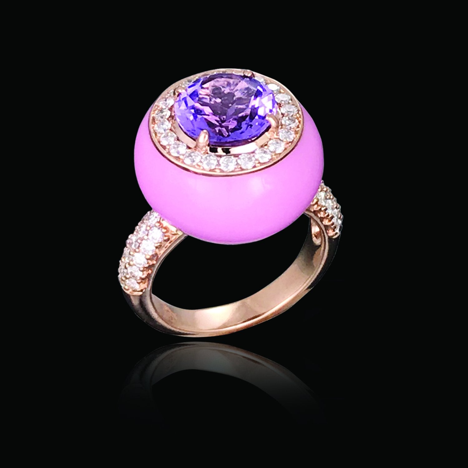 Baby Pink Ceramic Diamond Ring
