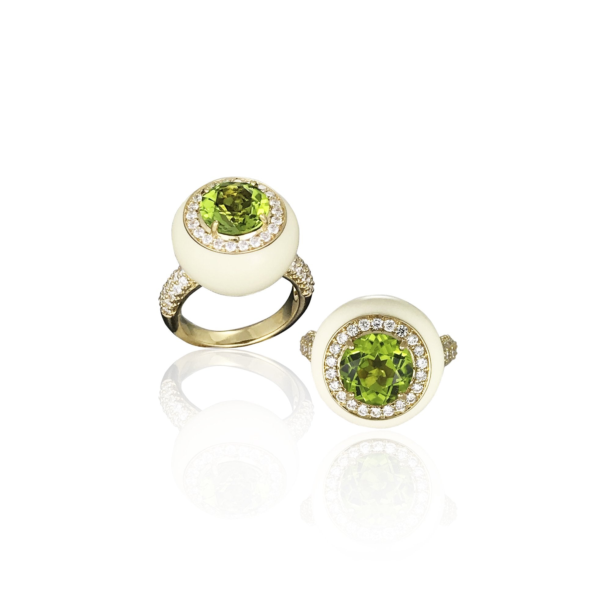 Peridot Ceramic Diamond Ring