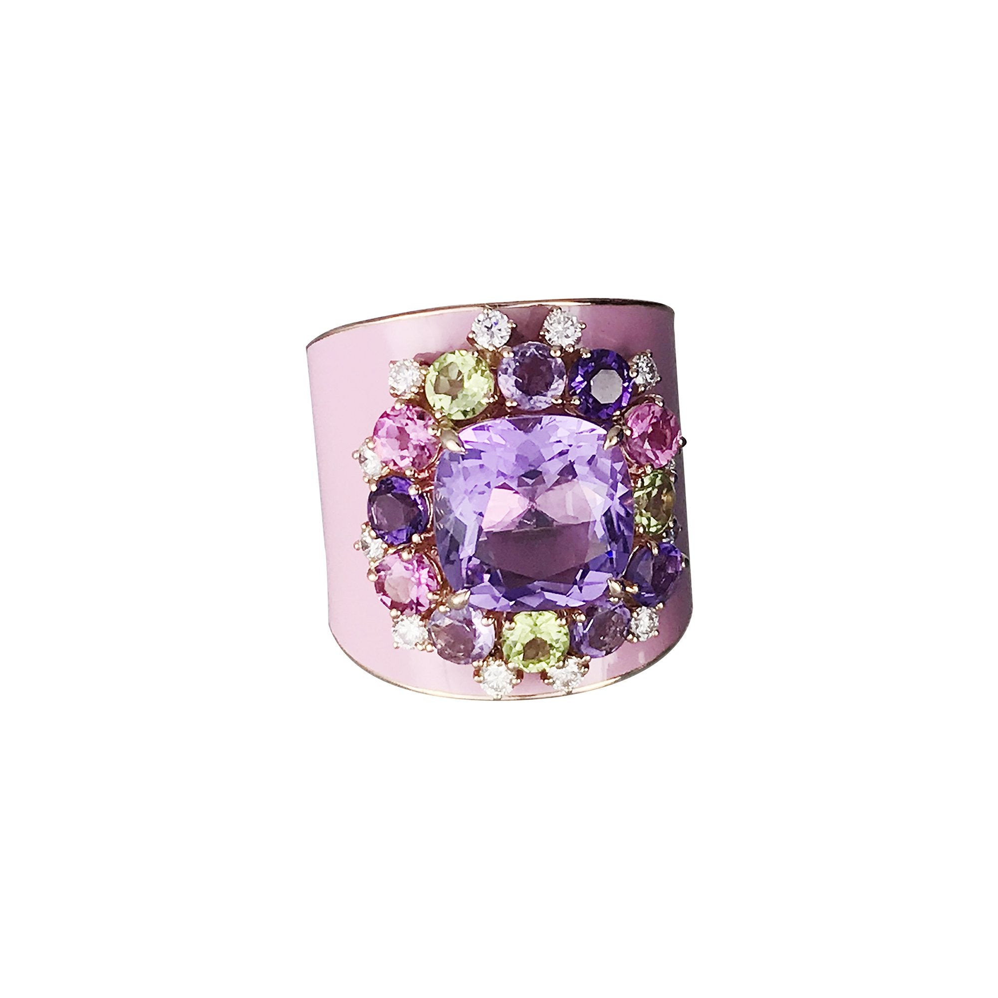 Lavender Chunky Ceramic Diamond Ring