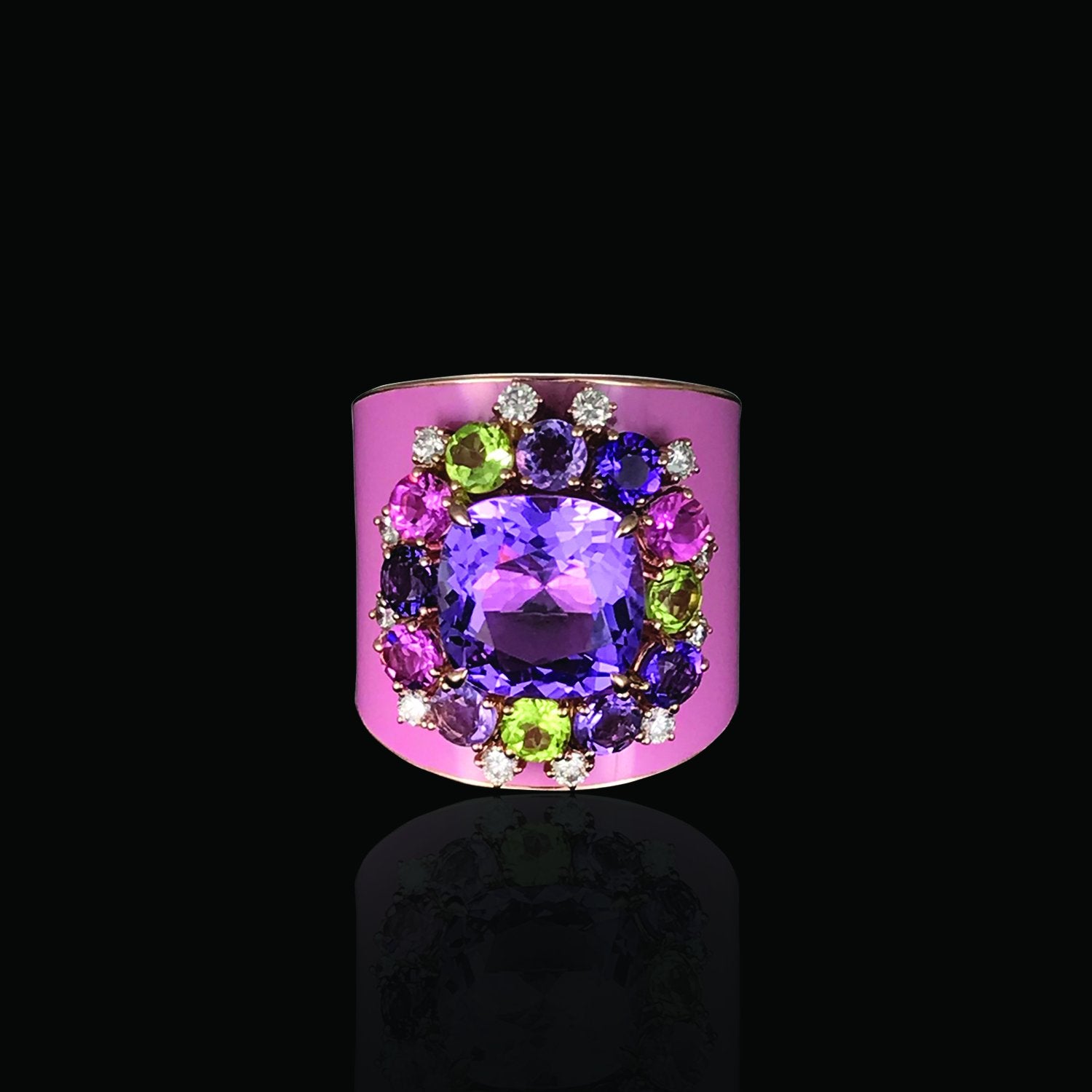 Lavender Chunky Ceramic Diamond Ring