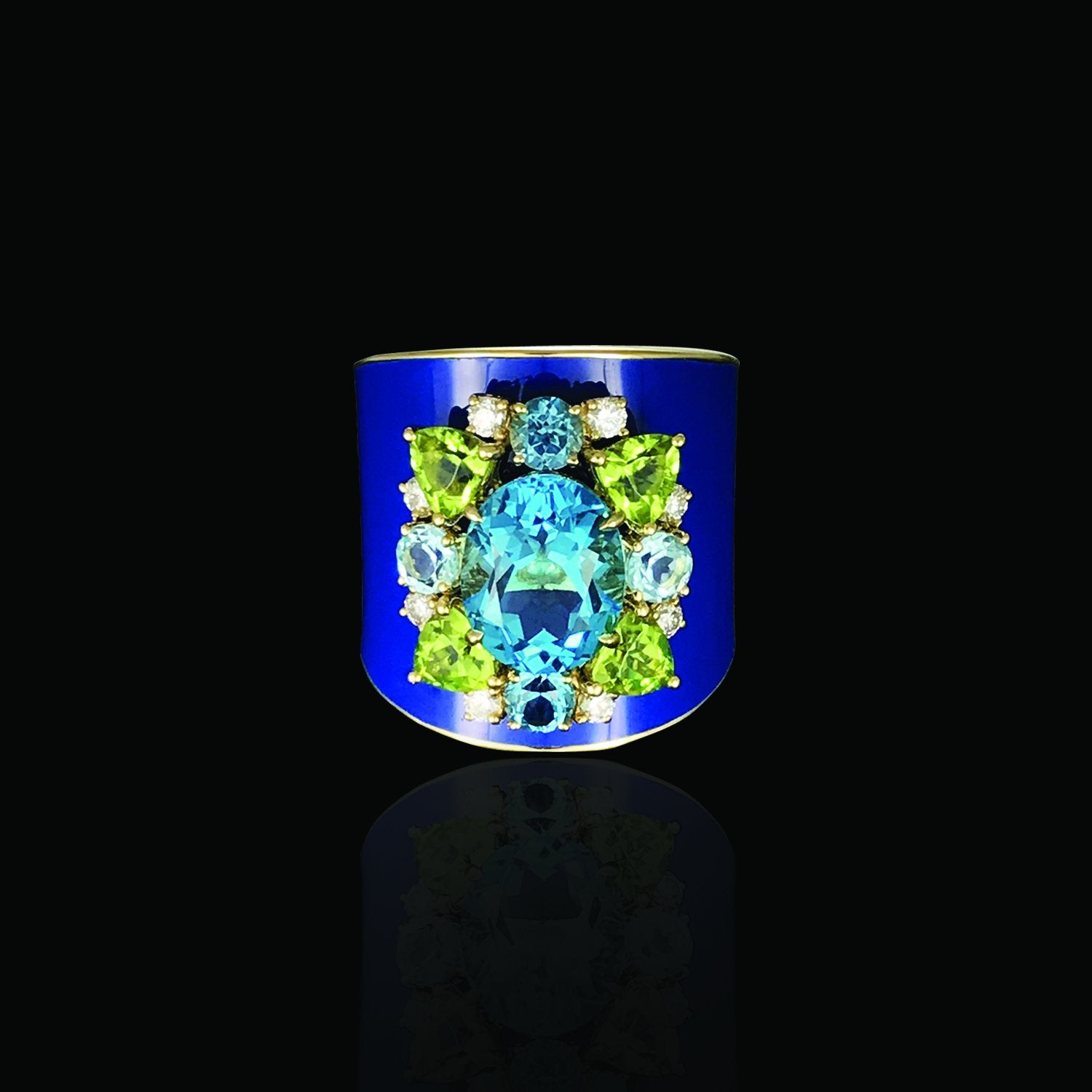 Blue Blanketed Ceramic Diamond Ring