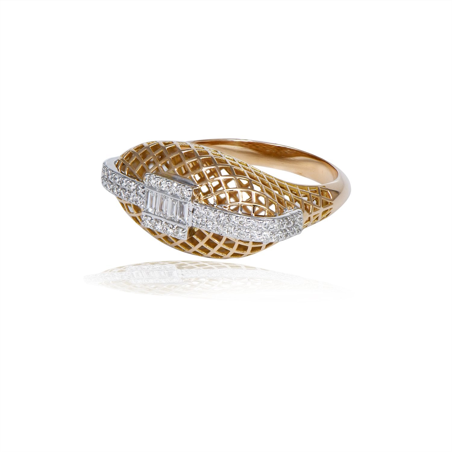 Fish Net Pattern Diamond Ring