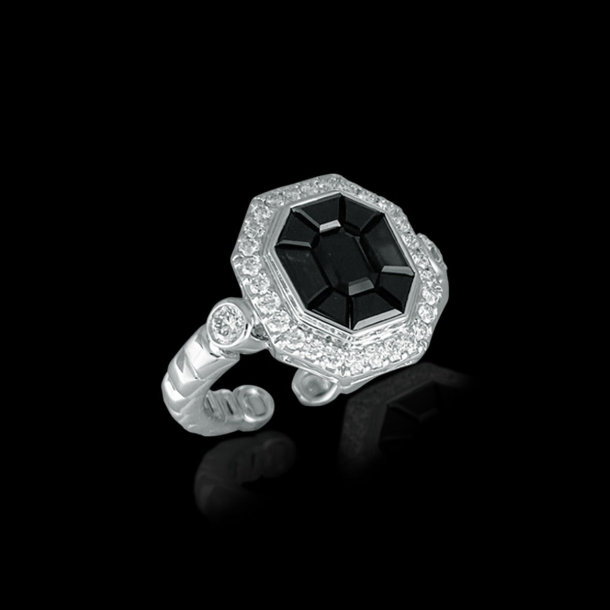 Black Sapphire Diamond Ring