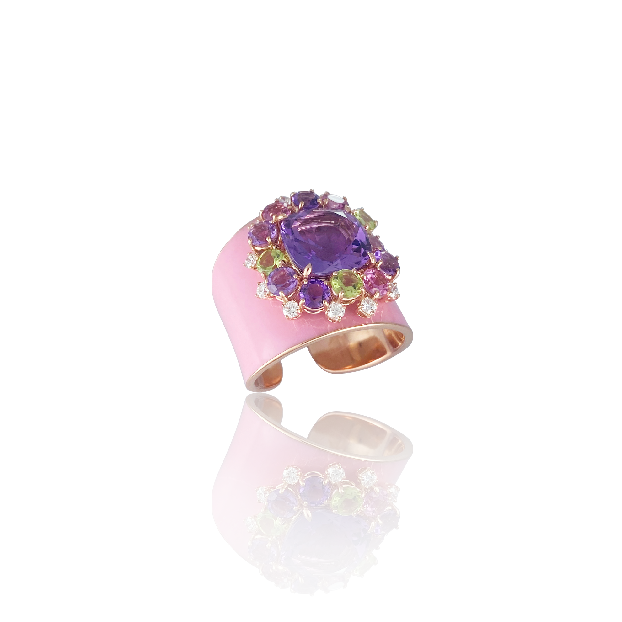 Pastel Bouquet Ceramic Diamond Ring