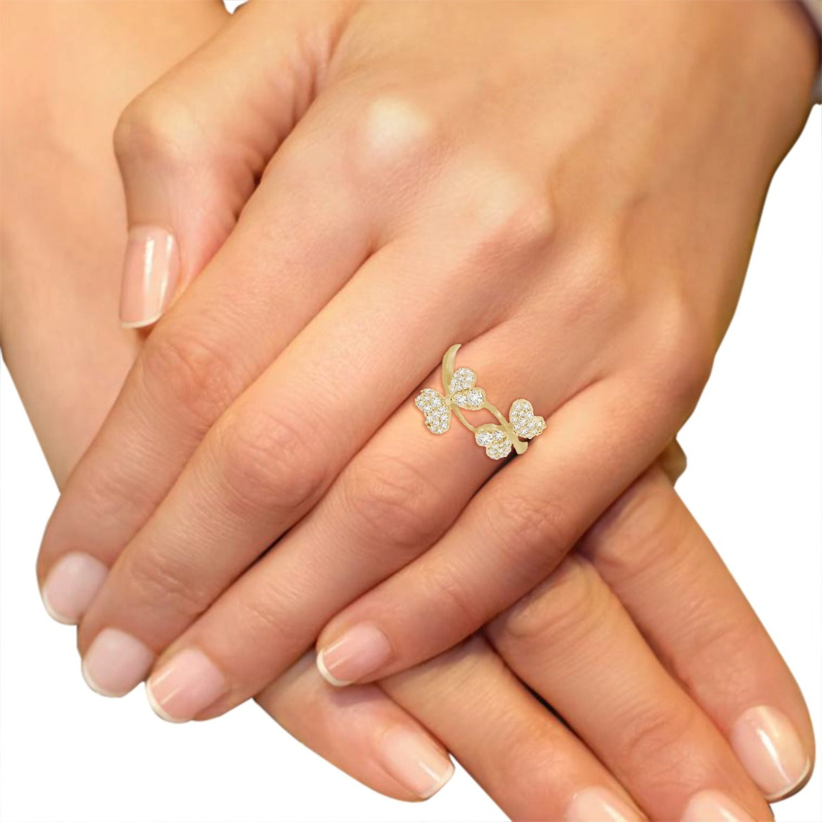 Butterflies In A Bush Diamond Ring