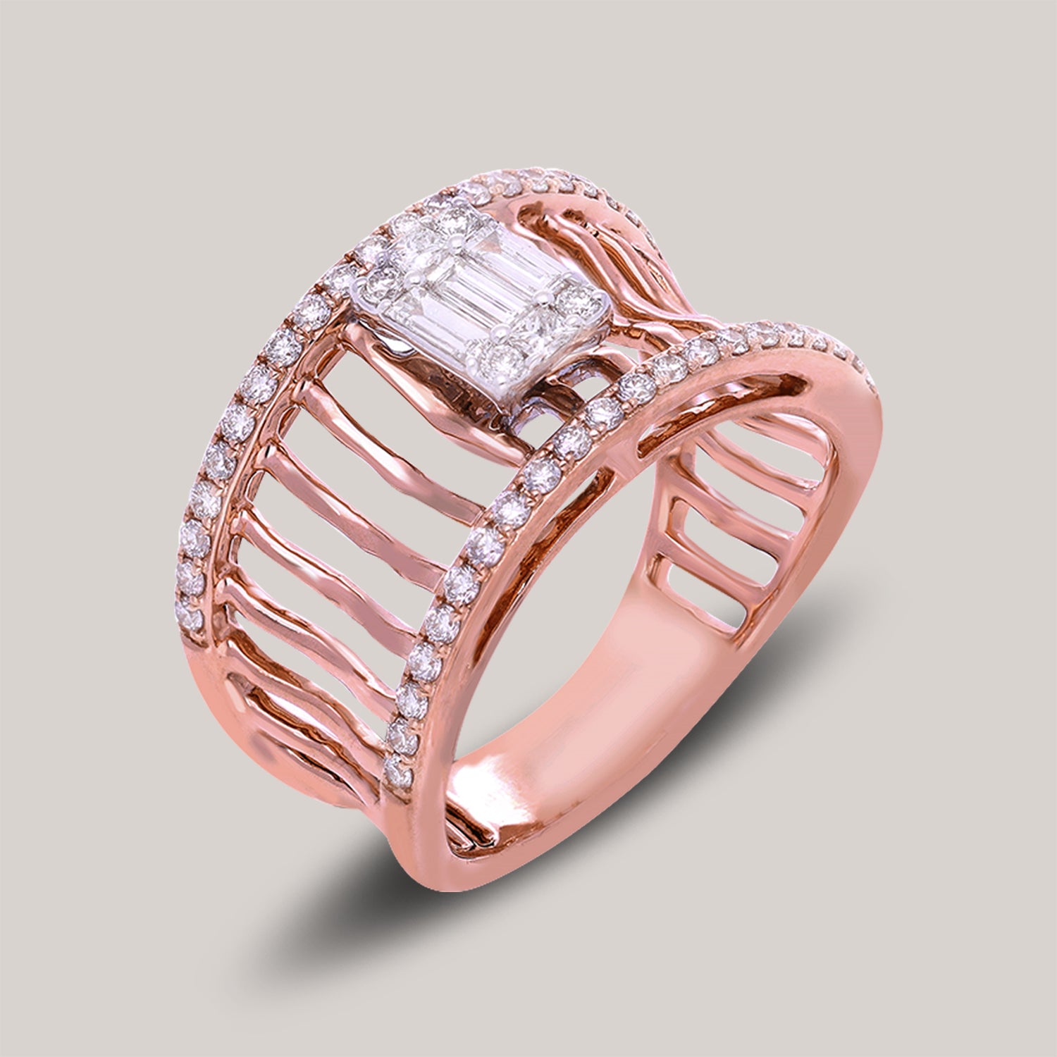 Radiant Rain Drops Diamond Ring