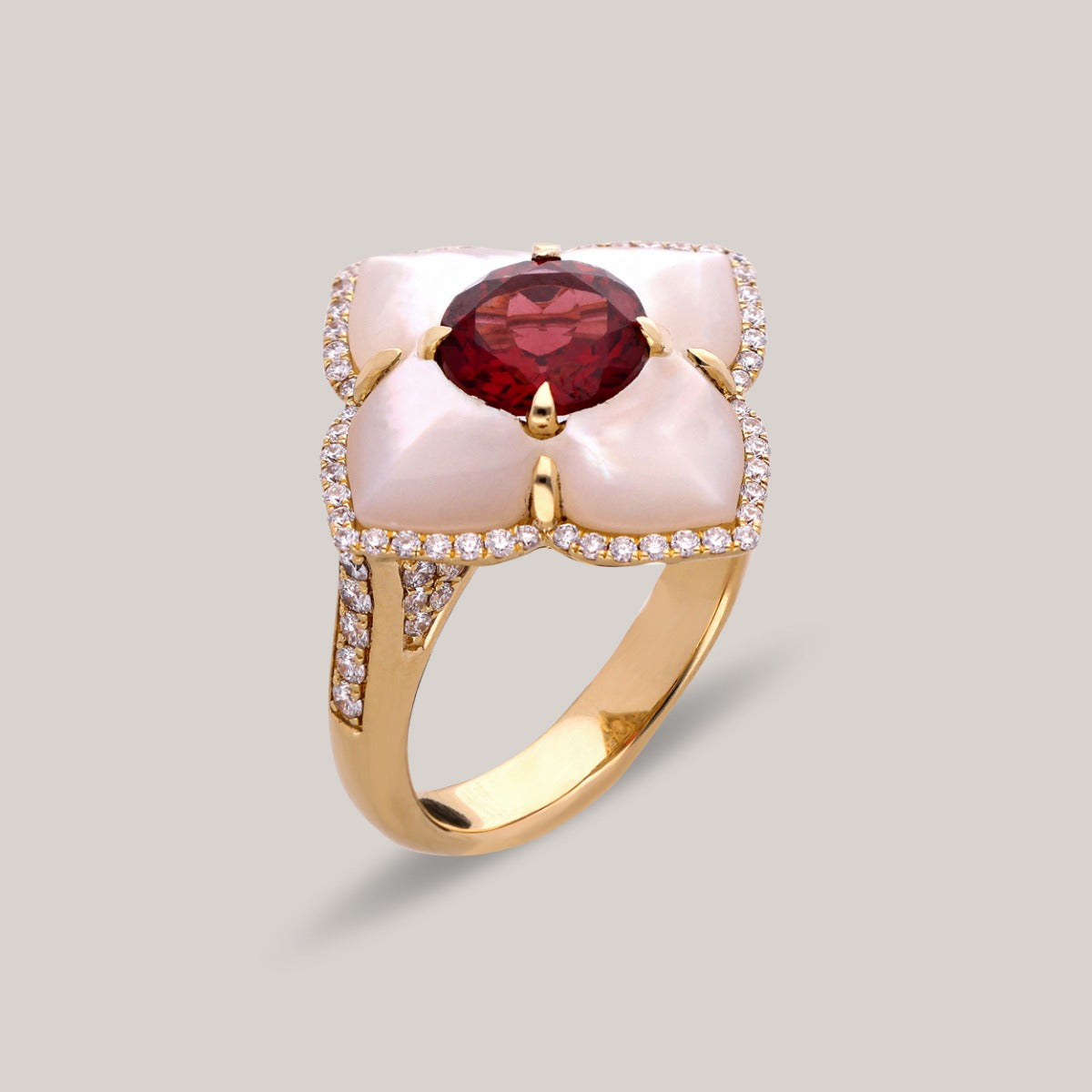 Garnet Bloom Diamond Ring