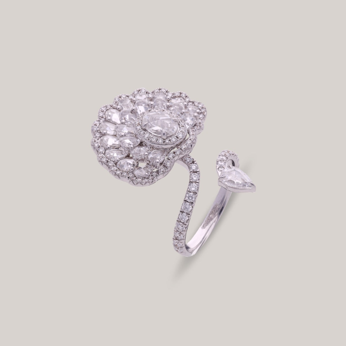 Graceful Blossom Spiral Diamond Ring