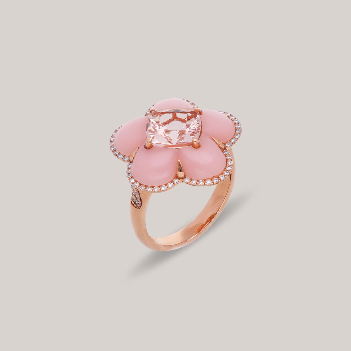 Feminine Grace Flower Diamond Ring