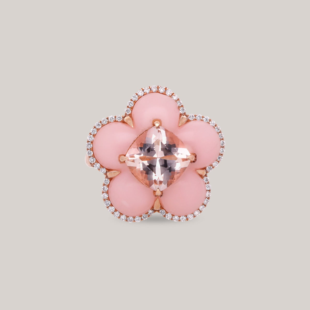 Feminine Grace Flower Diamond Ring