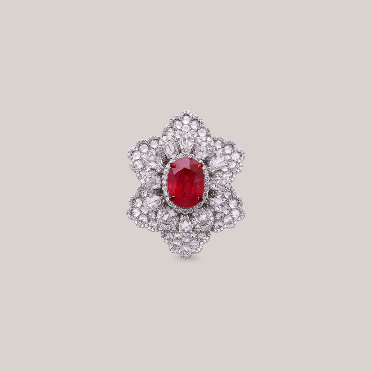 Fuchsia Fire Flower Diamond Ring