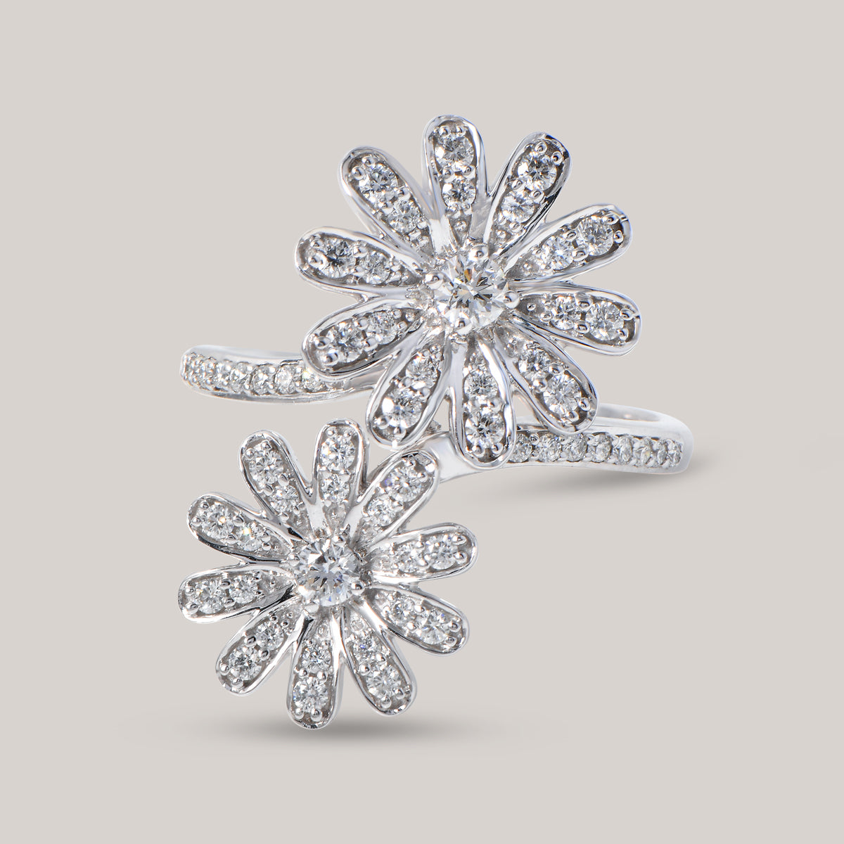 Duo Flower Diamond Ring