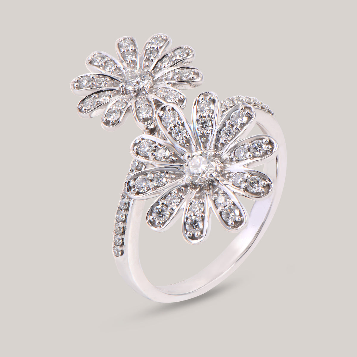 Duo Flower Diamond Ring