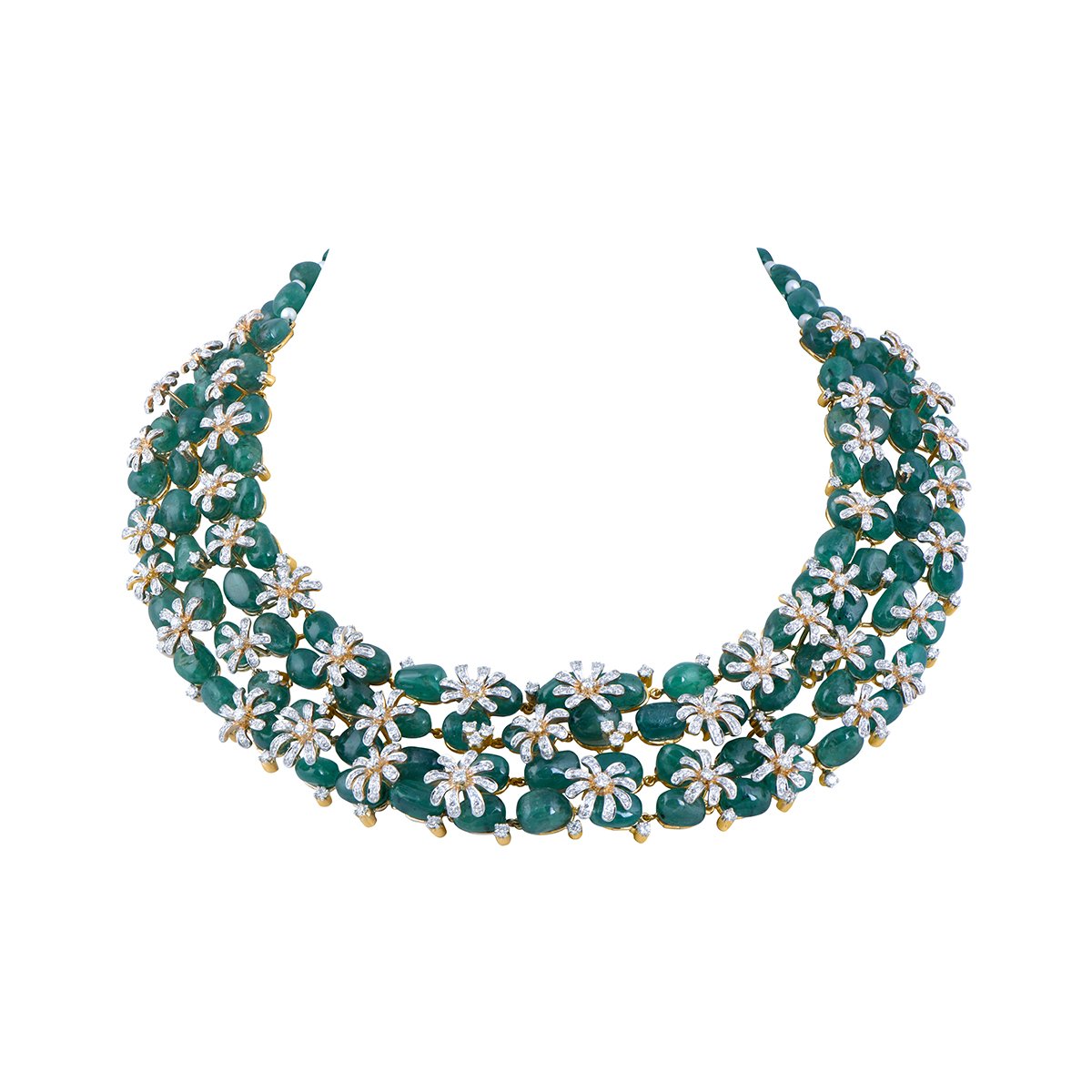 Emerald Beads Diamond Necklace