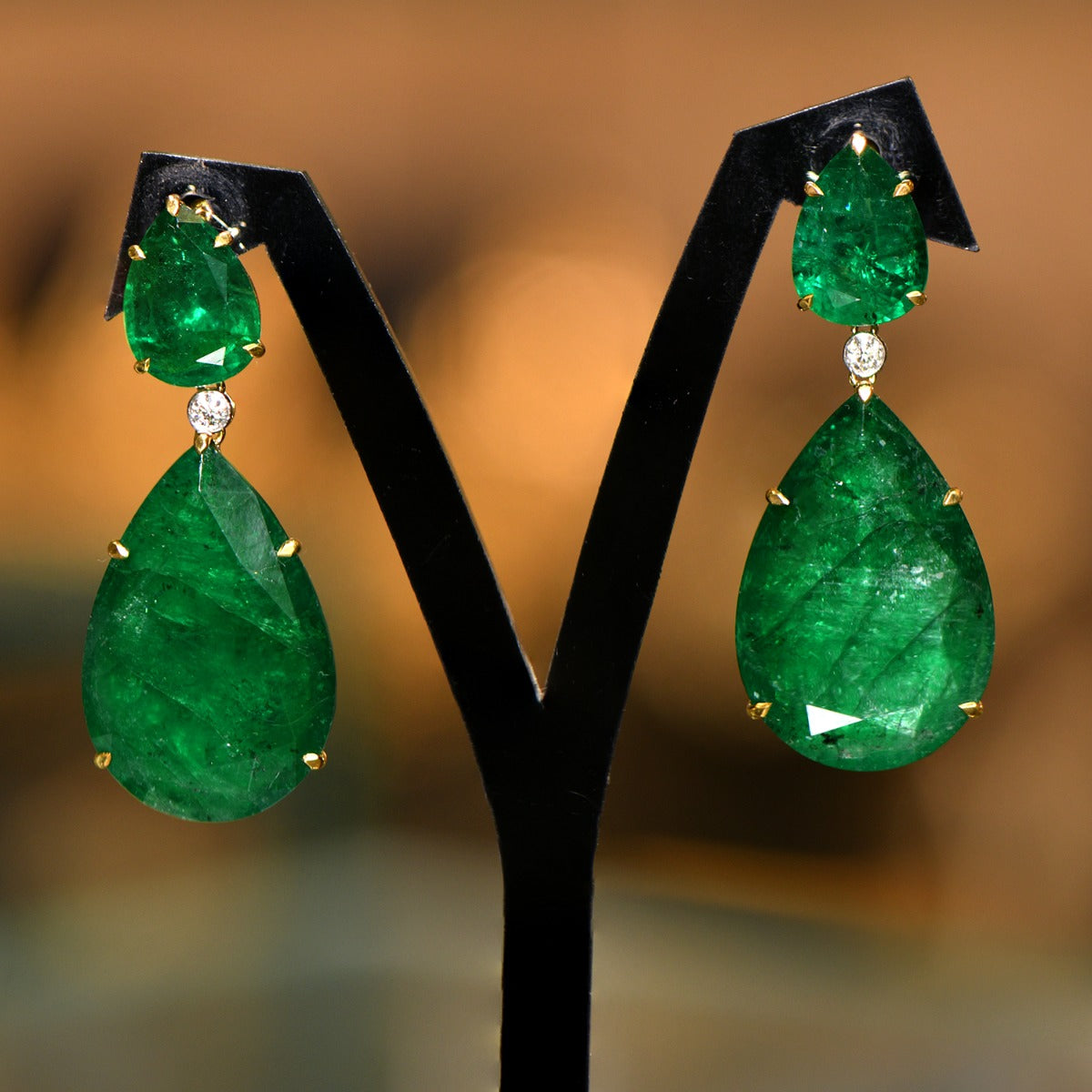 Exotic Emerald Pinned Earrings