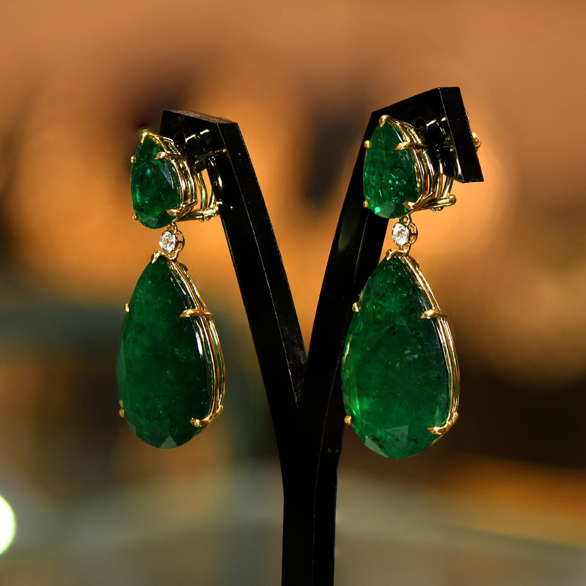 Exotic Emerald Pinned Earrings