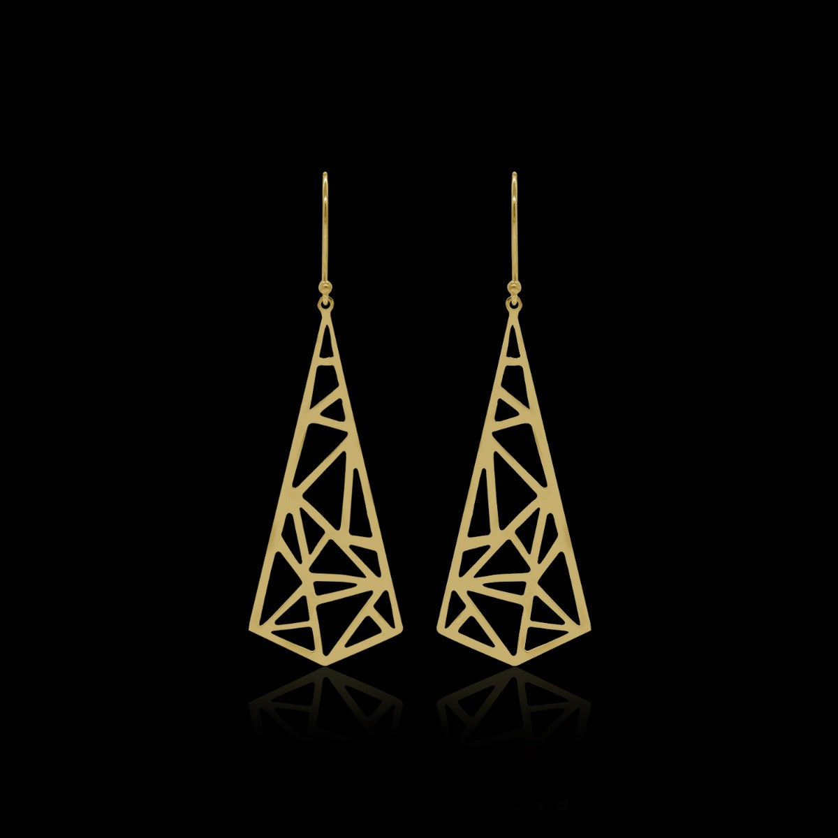Golden Triangular Drop Earrings
