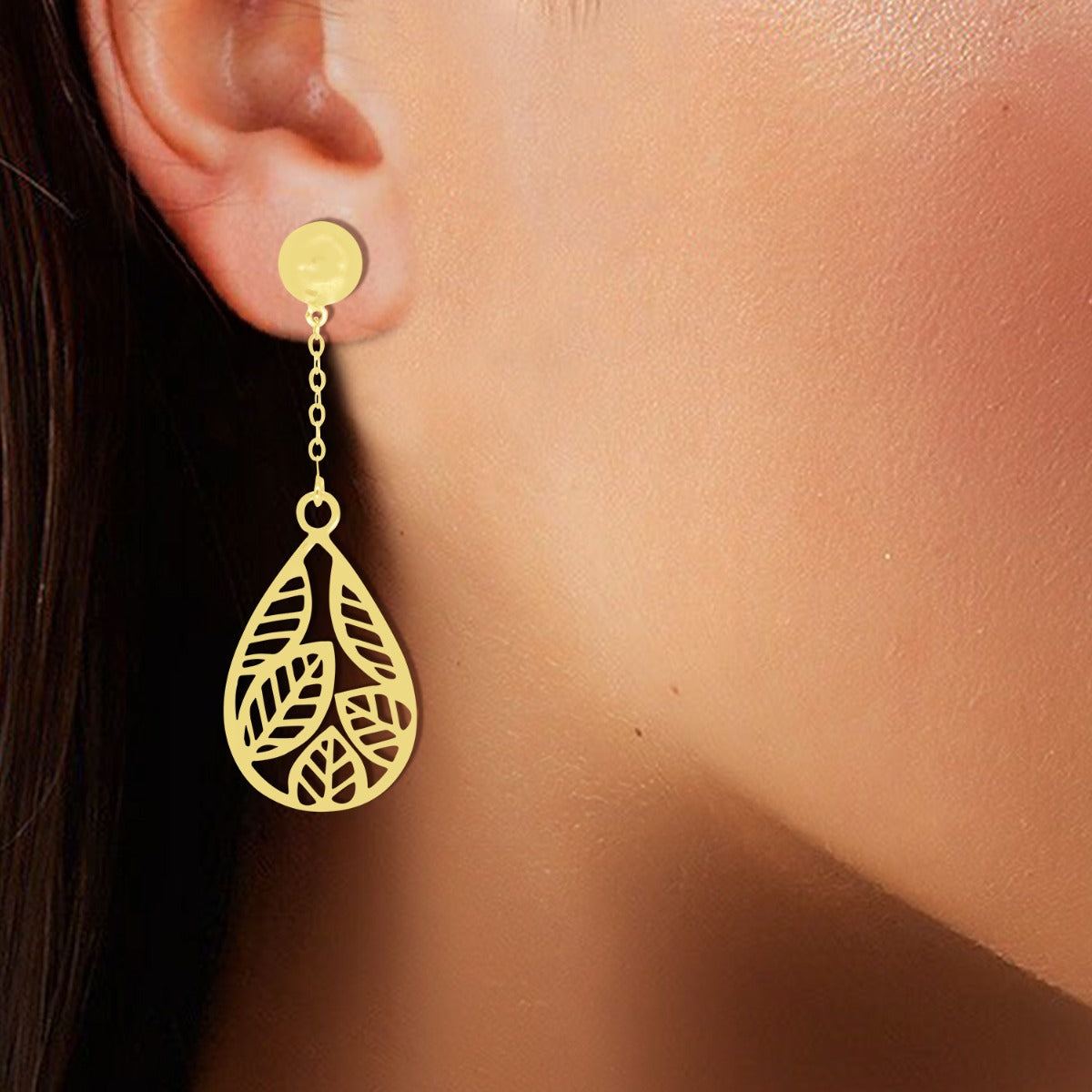 Ornate Leaf Drop Earrings