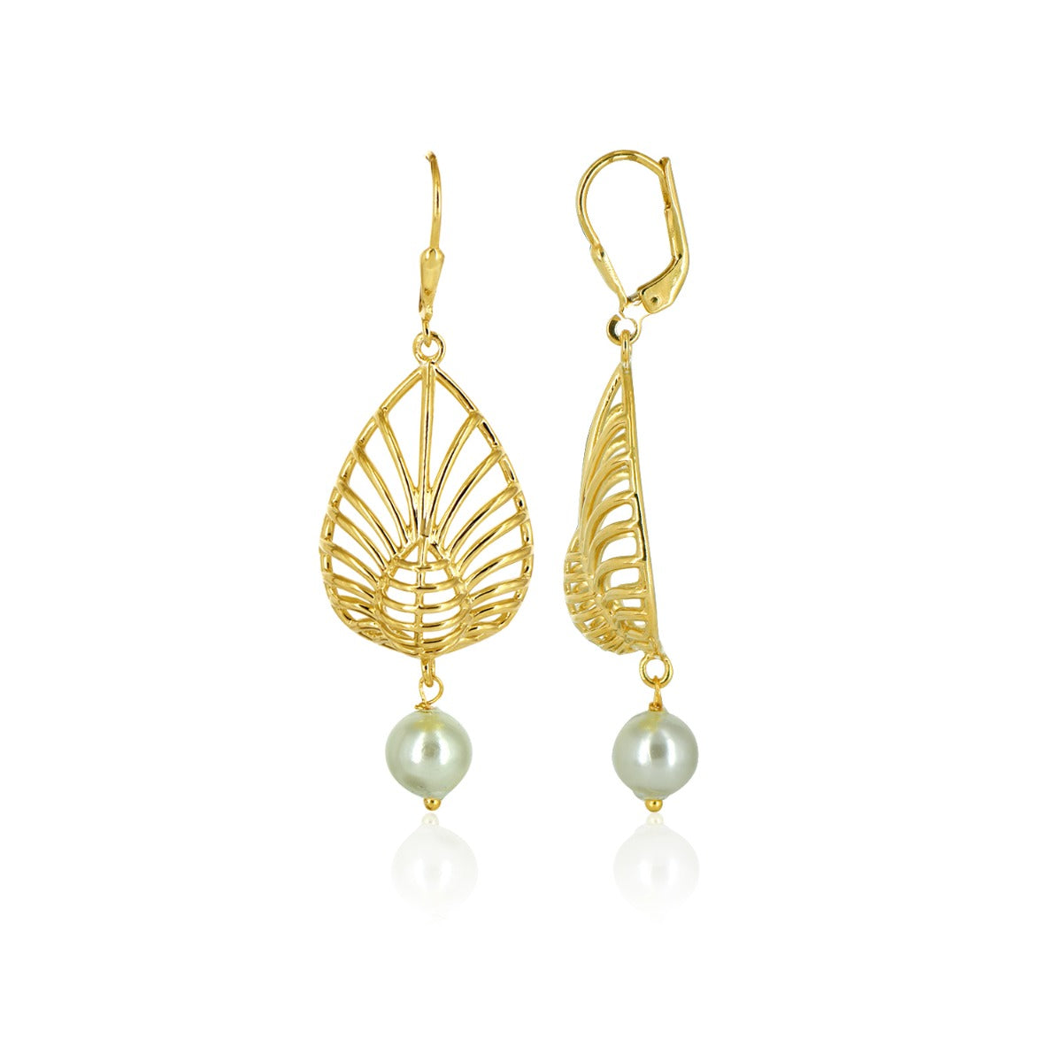 Leaflet Pearl Drop Earrings