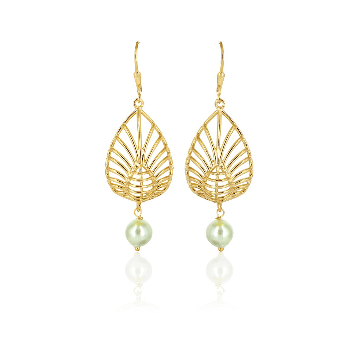 Leaflet Pearl Drop Earrings