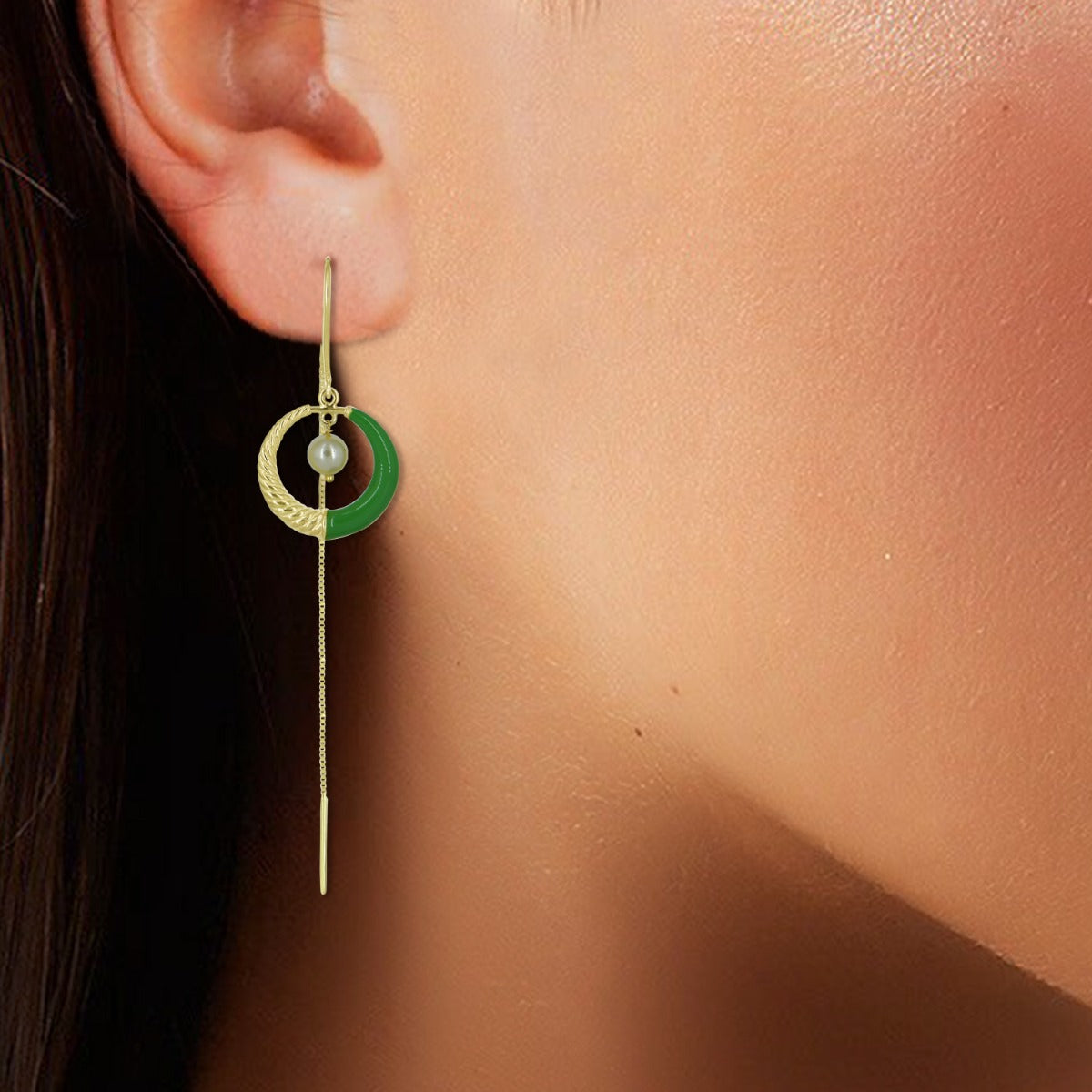 Circlet Pearl Sui Dhaga Earrings