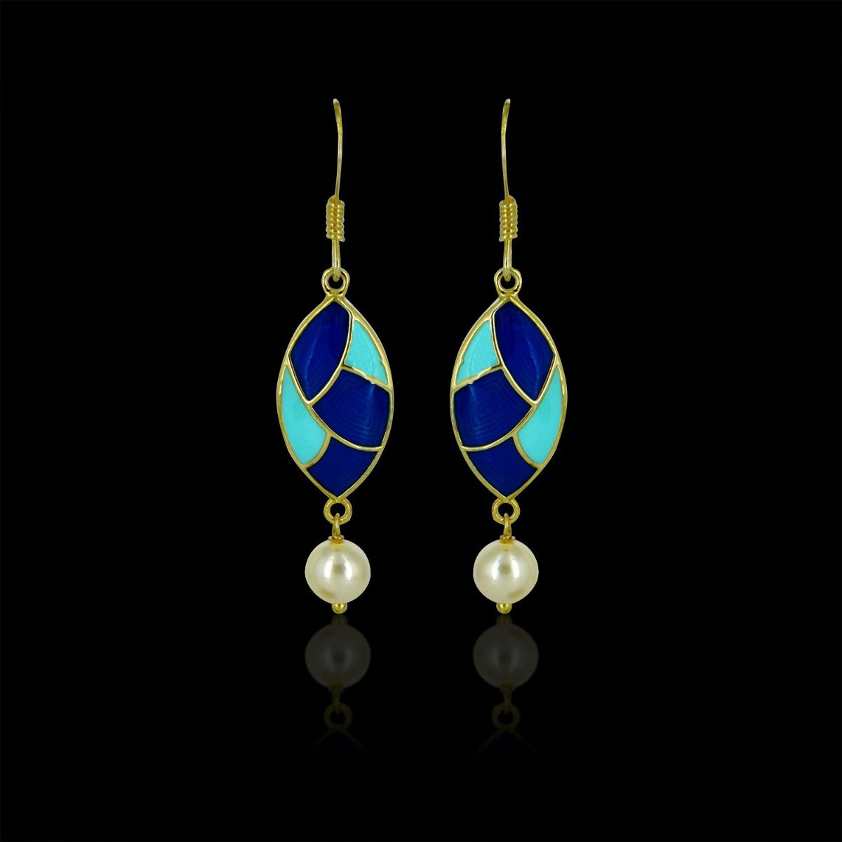 Glinting Enamel Pearl Drop Earrings