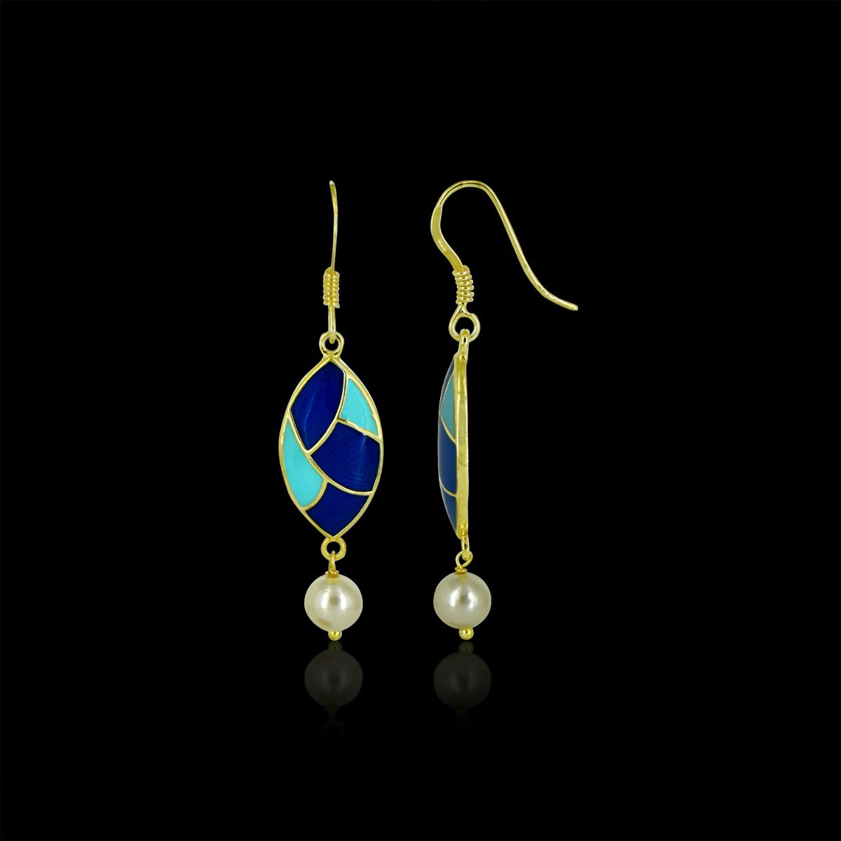 Glinting Enamel Pearl Drop Earrings