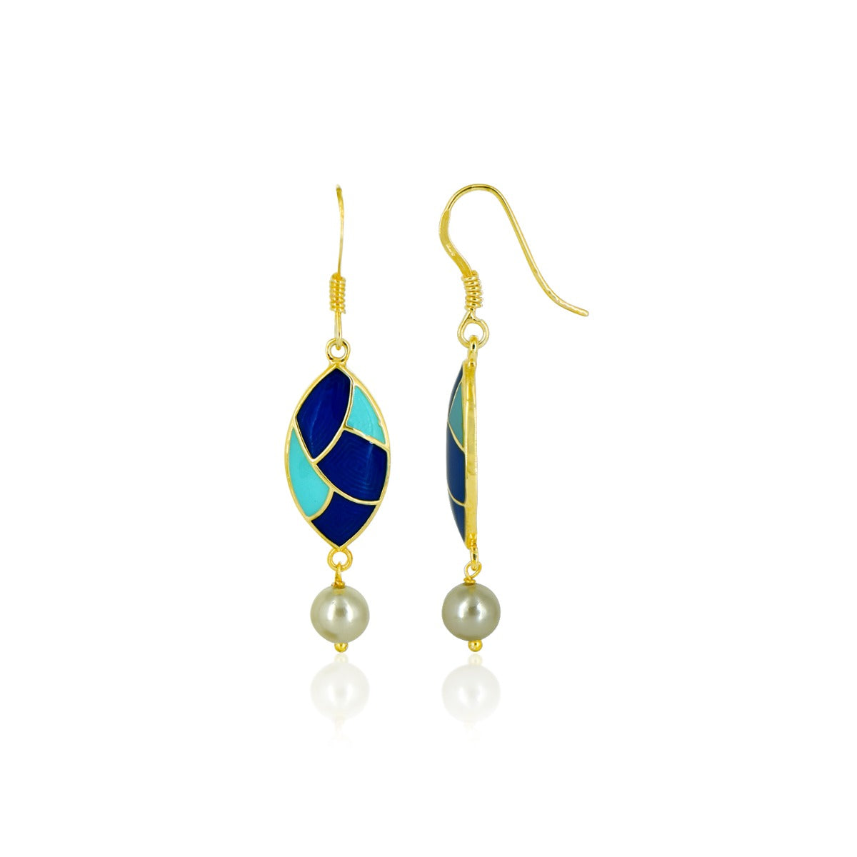 Glinting Enamel Pearl Drop Earrings